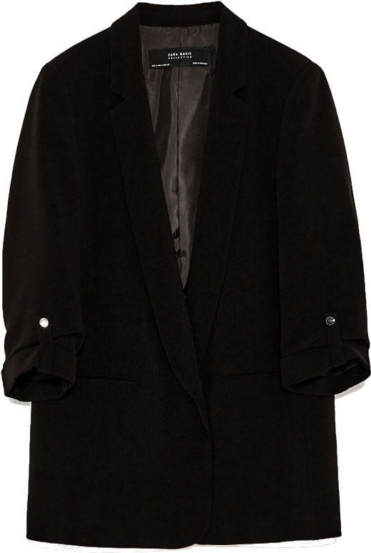 Blazer Noir - Button (538x789), Png Download
