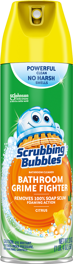 Grime Fighter Aerosol Citrus - Produit Pour Nettoyer Douche (540x1500), Png Download
