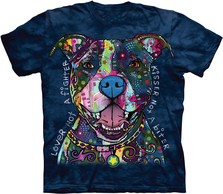 Pit Bull Lover Not Fighter - Tie Dye Pitbull T Shirts (750x648), Png Download