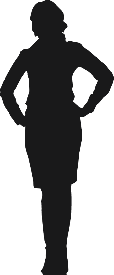 Woman Silhouette - Black Outline Of Women (395x945), Png Download