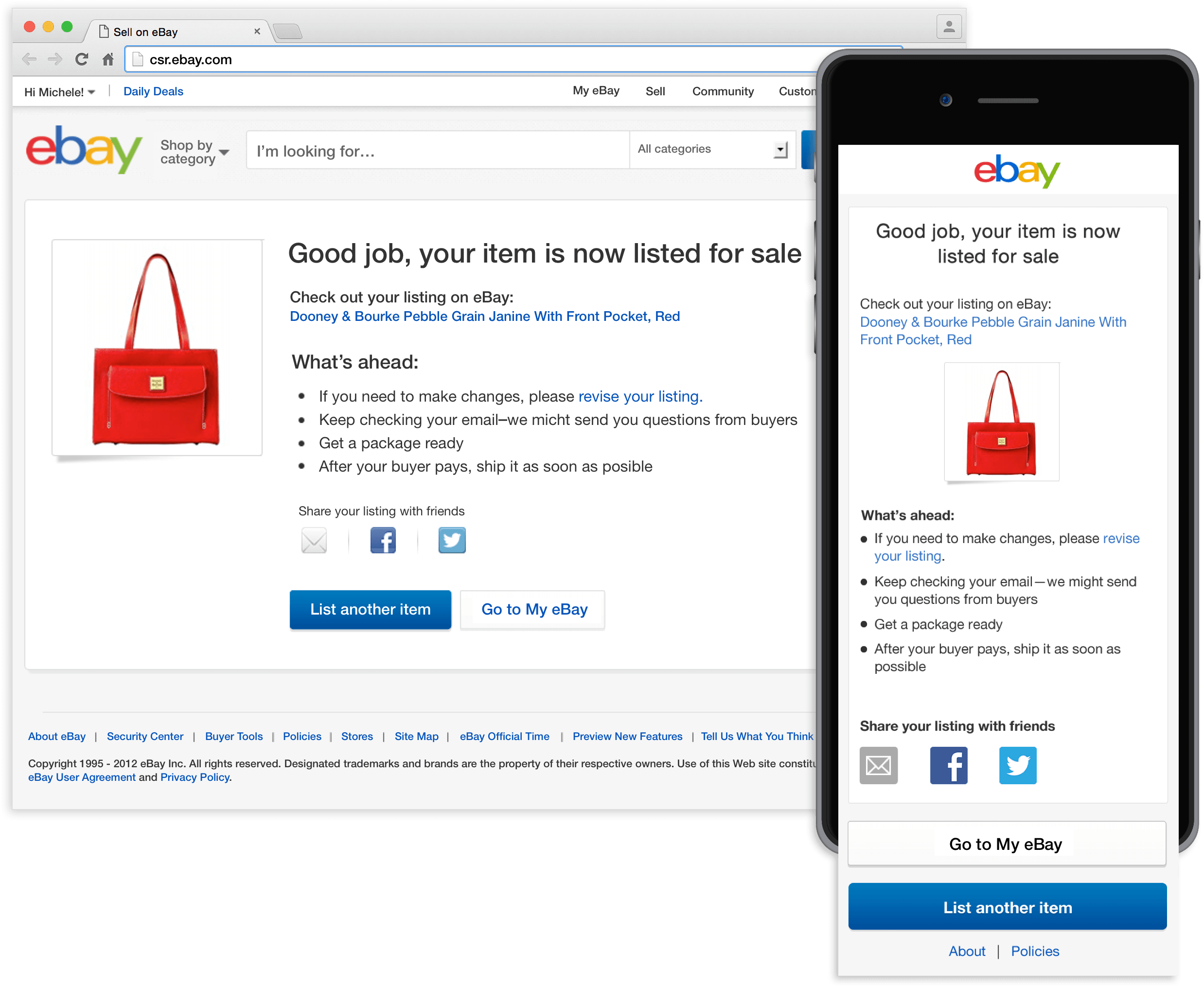 Listing Success Page - Ebay (2476x2030), Png Download