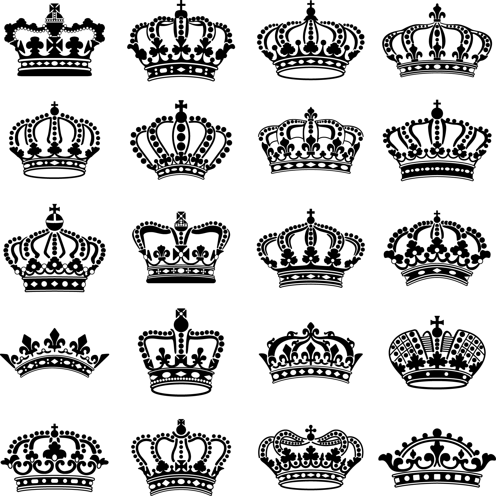 Painted Tiara Black Crown Hand Png File Hd Clipart - Crown Vector (1693x1694), Png Download