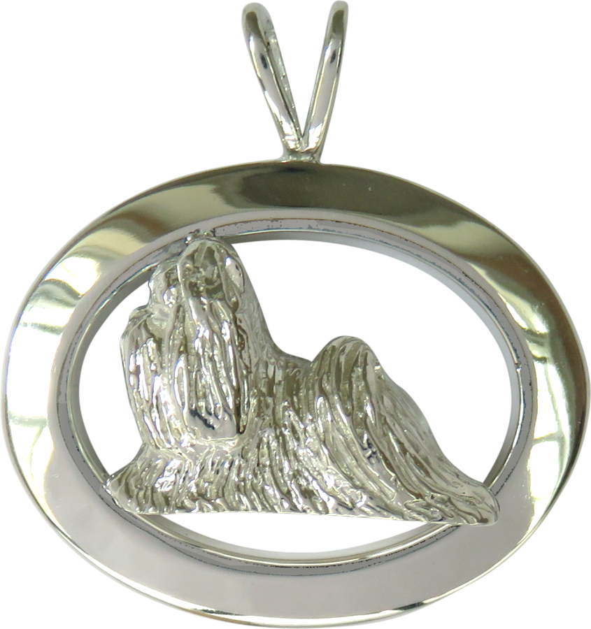 14k Gold Or Sterling Silver Shih Tzu In Glossy Oval - Locket (845x900), Png Download