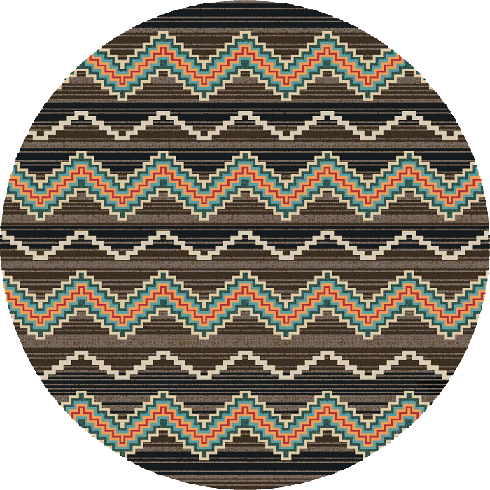 Light Brown And Dark Brown Round Rug With Squiggly (700x700), Png Download