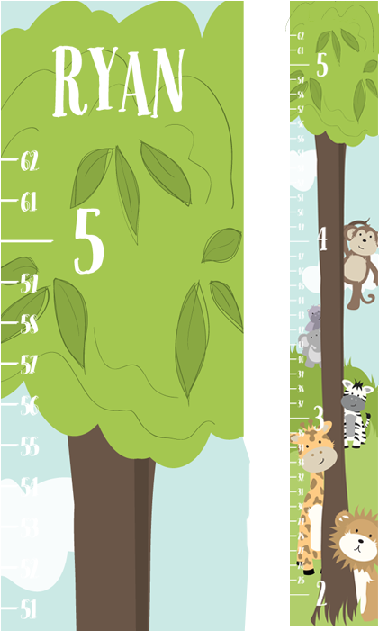 Growth Chart Jungle Animals - Illustration (470x700), Png Download