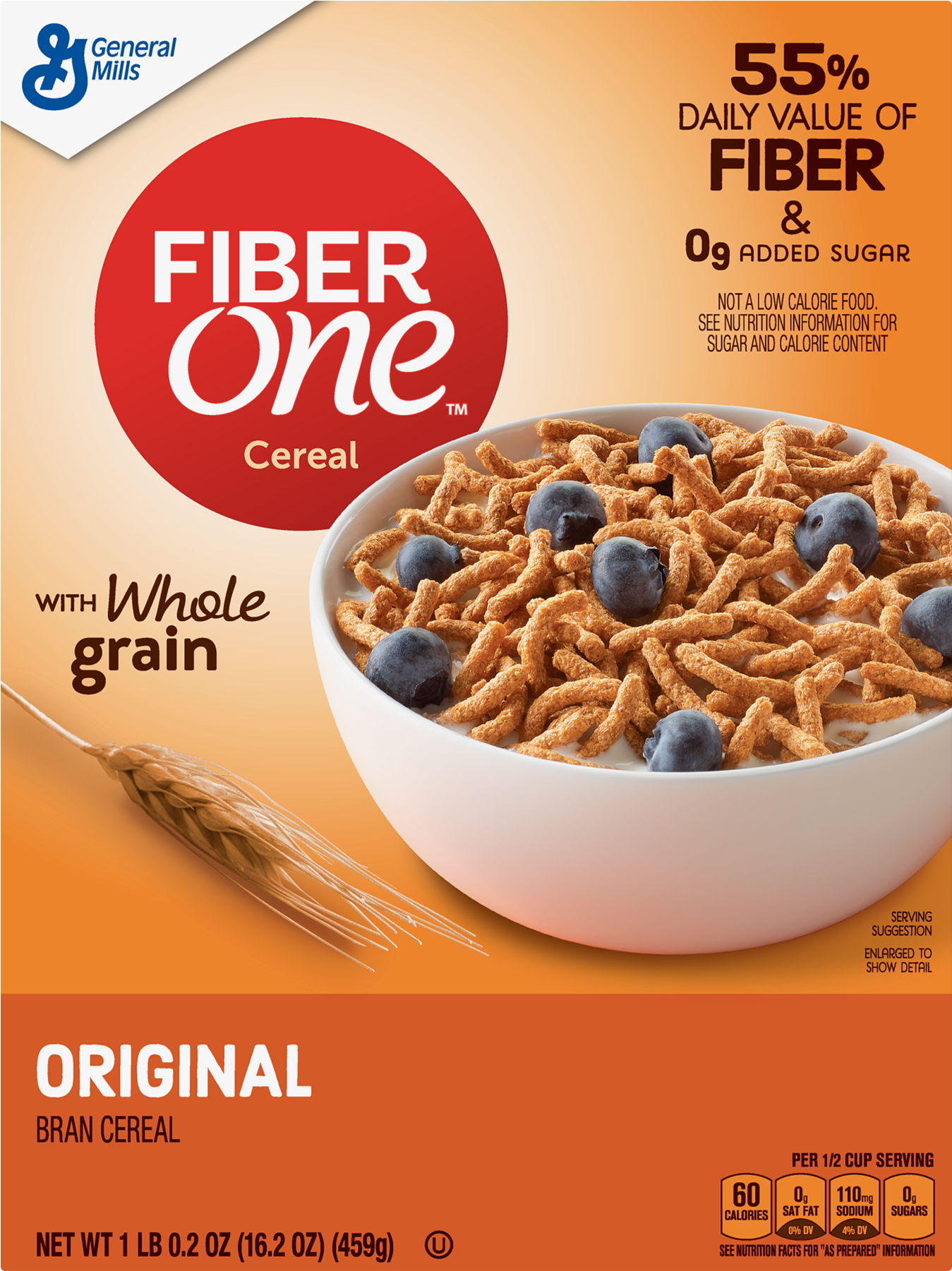 Fiber One Cereal, Original Bran, Whole Grain Cereal, - Fiber One Original Cereal (1800x1800), Png Download