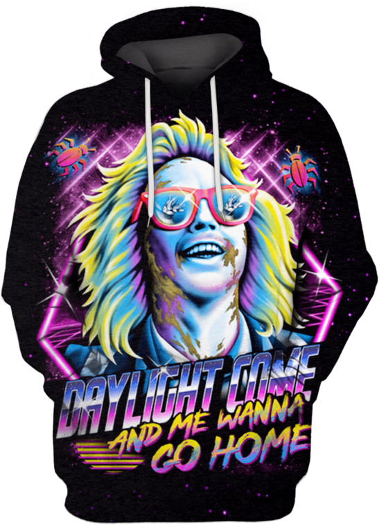 3d Beetlejuice Daylight Come And Me Wanna Go Home Tshirt - Wild Boar Hoodie (800x799), Png Download