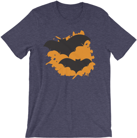 Halloween Bats T-shirt Heather Midnight Navy Unisex - T-shirt (600x600), Png Download
