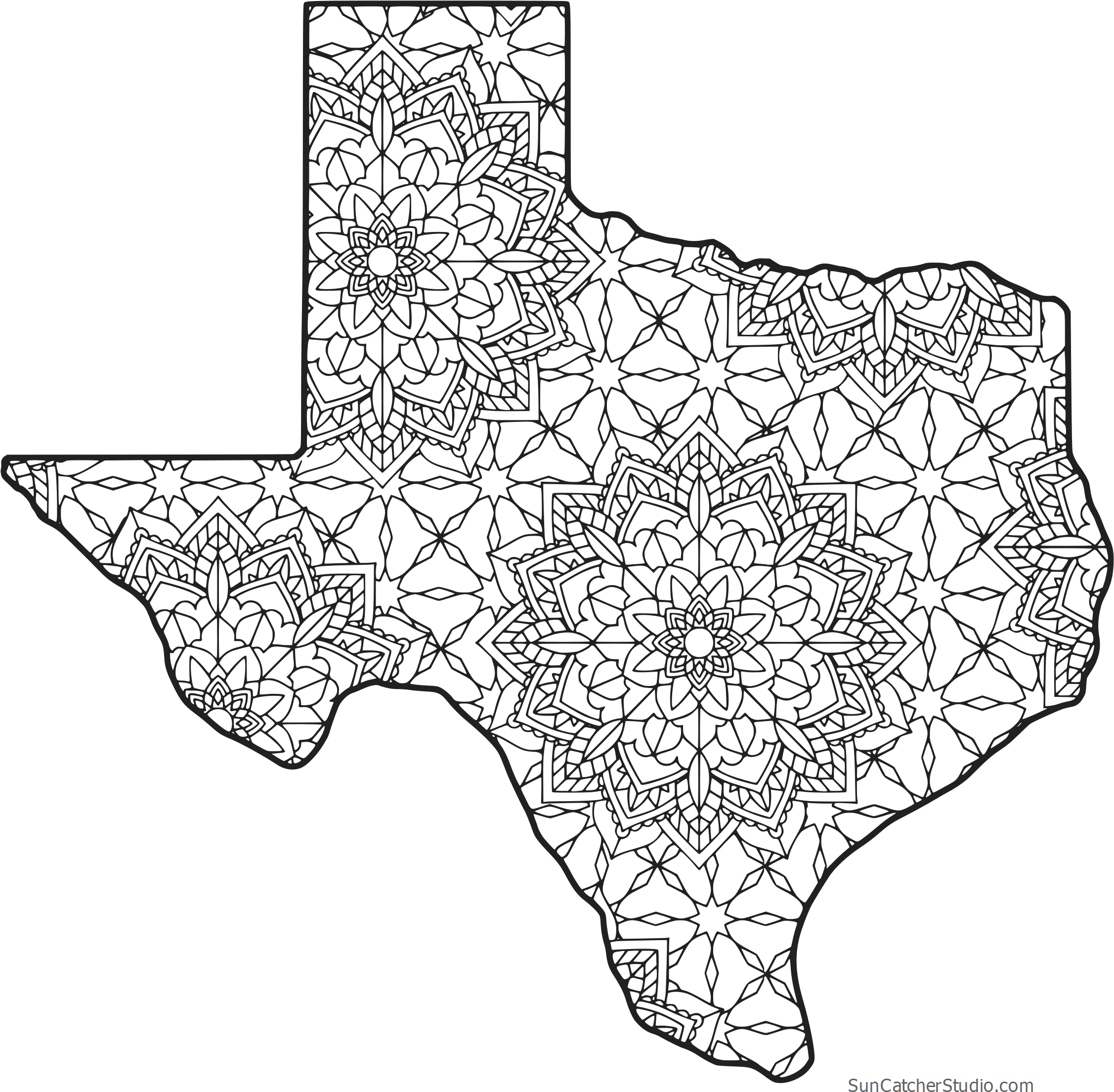 Free Printable Texas Coloring Page With Pattern To - Line Art (2300x2258), Png Download