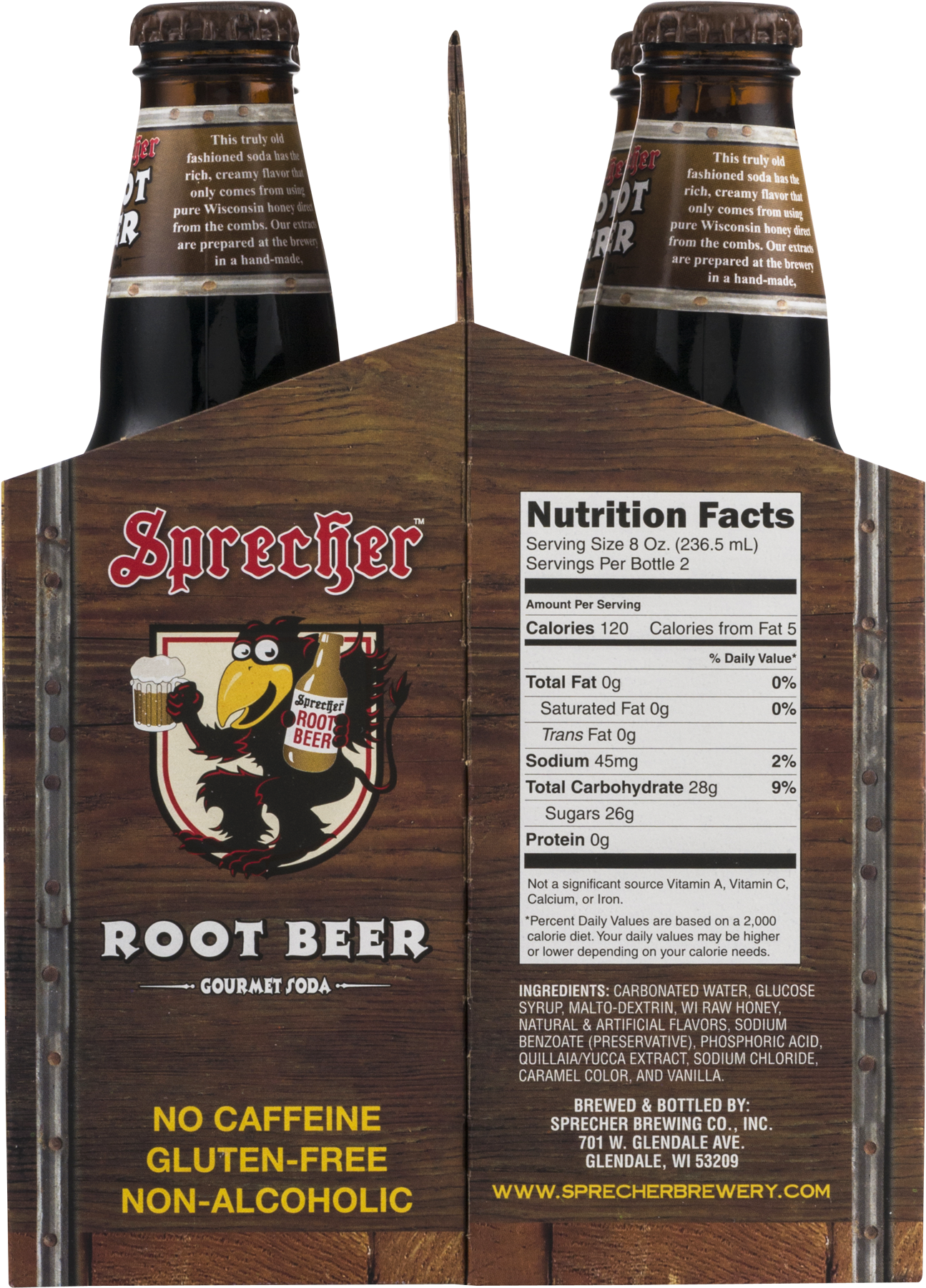 Sprecher Gluten-free Root Beer Gourmet Soda, 16 Fl - Sprecher Root Beer Nutrition Facts (1800x1800), Png Download
