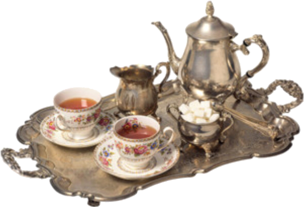 Tea Set, Polyvore, Filler, Victorian, Vintage, Silver, - Теплого Зимнего Утра (640x593), Png Download