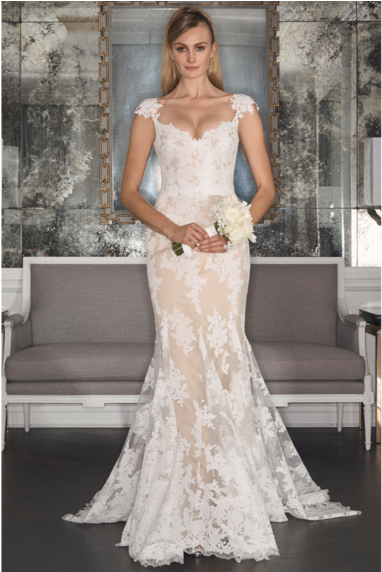Hayley Paige Maple Gown - Too Much Cleavage On Wedding Dress (600x571), Png Download