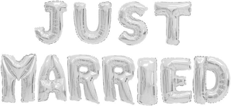 Foil Balloon Silver Lettering Just Married 40 Cm X - Sketch (768x768), Png Download