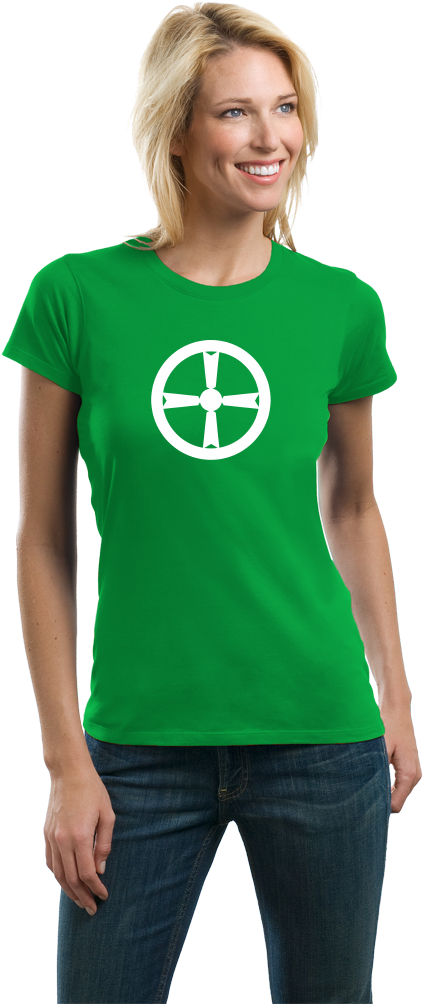 Ladies Green Akita City, Tohoku Flag - T-shirt (689x1005), Png Download