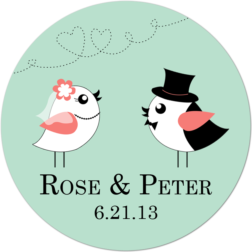 Bride And Groom Birds Personalized Sticker - Bride And Groom Birds (1000x1000), Png Download