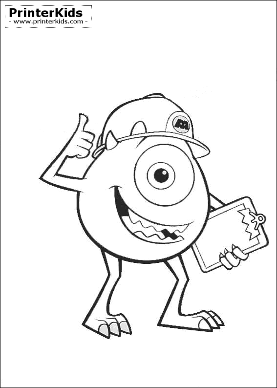 Free Colouring Pages Anime Movie Monster Inc Mike Wazowski - Monsters Inc Colouring Pages (567x794), Png Download