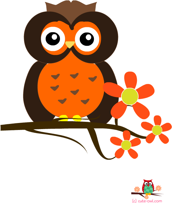 Owl And Flowers Wall Decoration Sticker Printable - Cartoon (612x756), Png Download