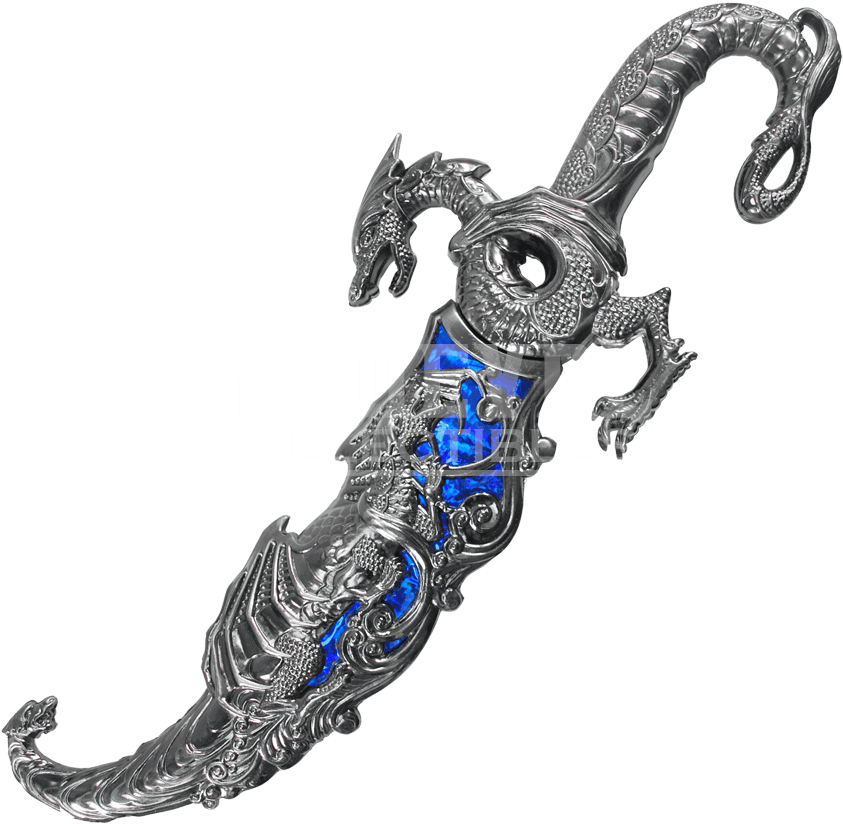 Ornate Dragon Dagger With Blue Scabbard - Silver Dragon Dagger From Far Cry 3 Sale (850x850), Png Download