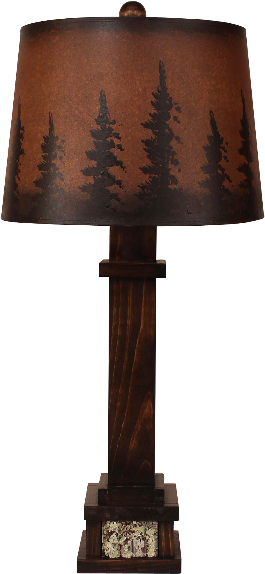Aspen Square Wooden Table Lamp With Poplar Bark Accent- - Lampshade (1500x2100), Png Download
