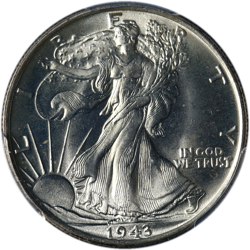 This Original And Undipped 1943-p Walking Liberty Half - Cash (800x799), Png Download