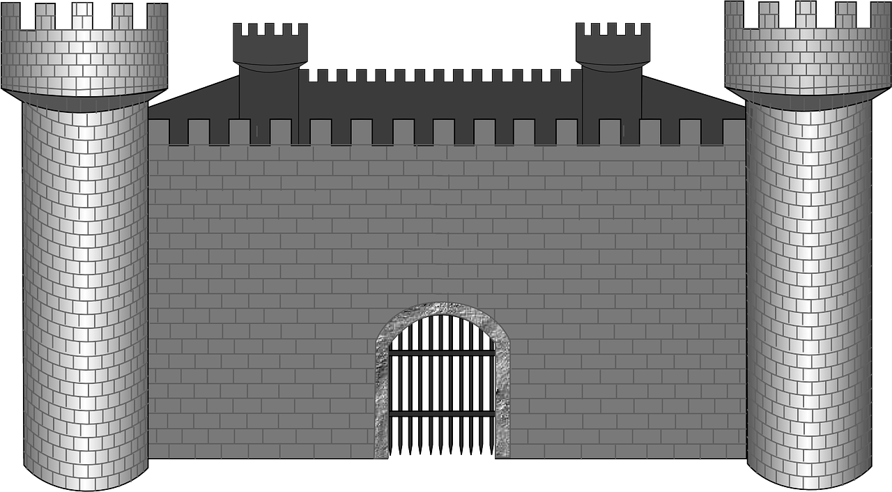 Gate,wall,towers,free Vector Graphics - Castle Wall Clip Art (1280x706), Png Download