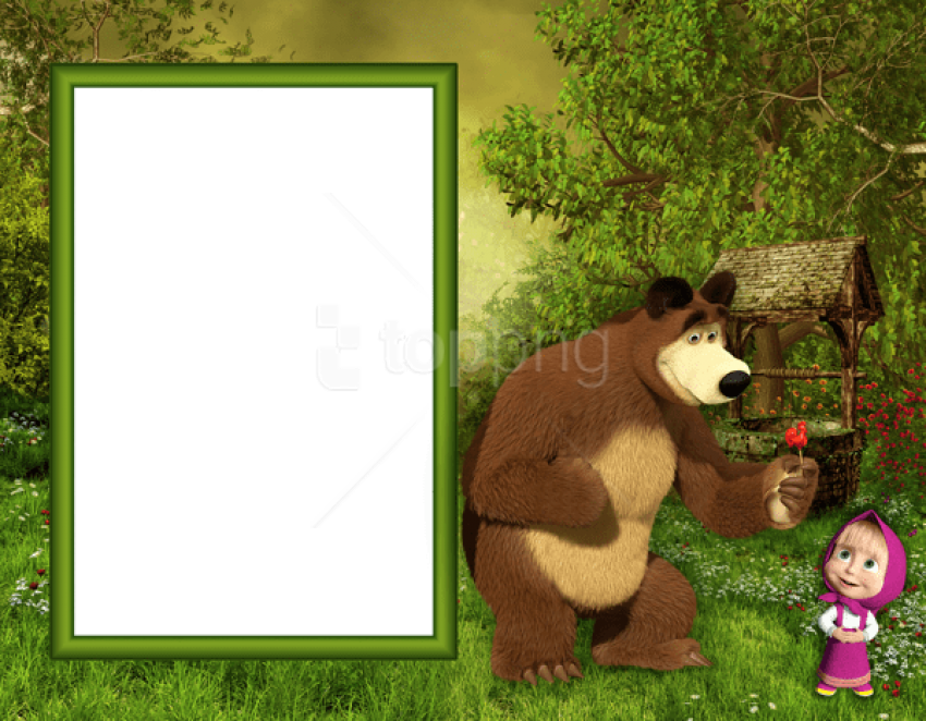 Best Stock Photos Masha And The Bear Png Kids Photo - Masya And The Bear Background (850x662), Png Download