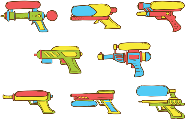 Iconos De Las Armas De Agua Vector - Water Gun Cartoon Png (700x490), Png Download