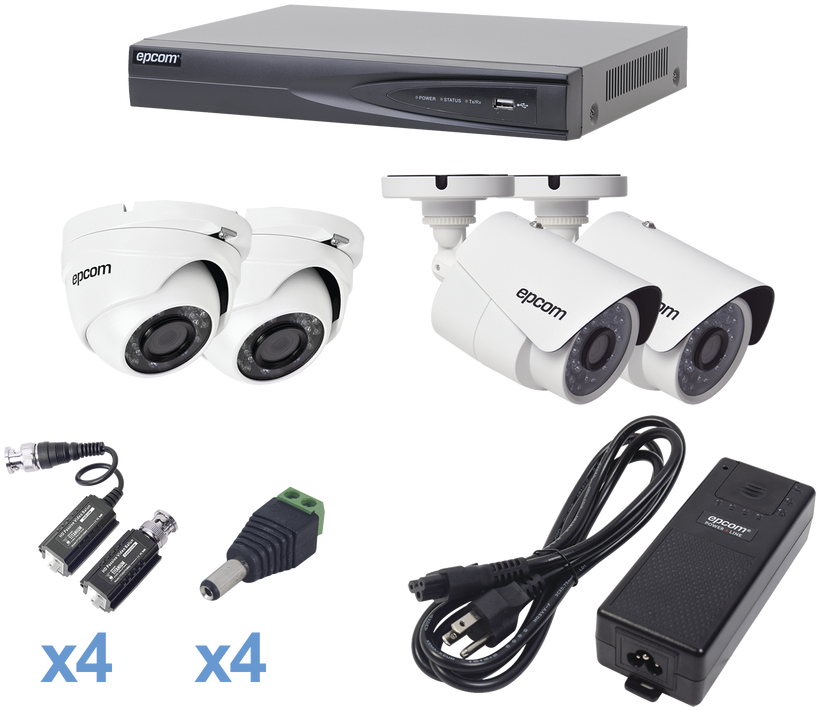 Kit De 2 Camaras Bala De Vigilancia 2 Domos Eyeball - Kit 4 Camaras De Vigilancia Png (1000x1000), Png Download