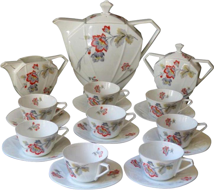 Luxury Art Deco Porcelain Tea Set - Saucer (723x723), Png Download