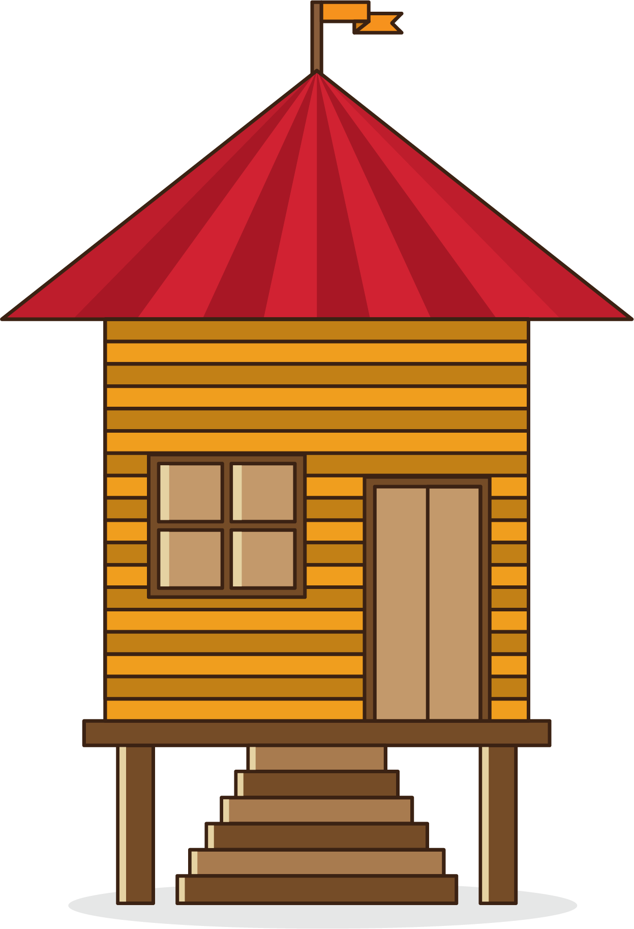 Kisspng Cartoon Clip Art Red Roof Forest Hut 5a86924a70e9e6 - Clip Art (1247x1825), Png Download