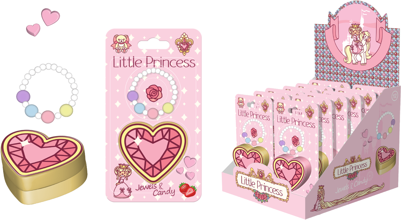 Little Princess Heart Shaped Trinket Box With Bracelet - Heart (1500x1044), Png Download