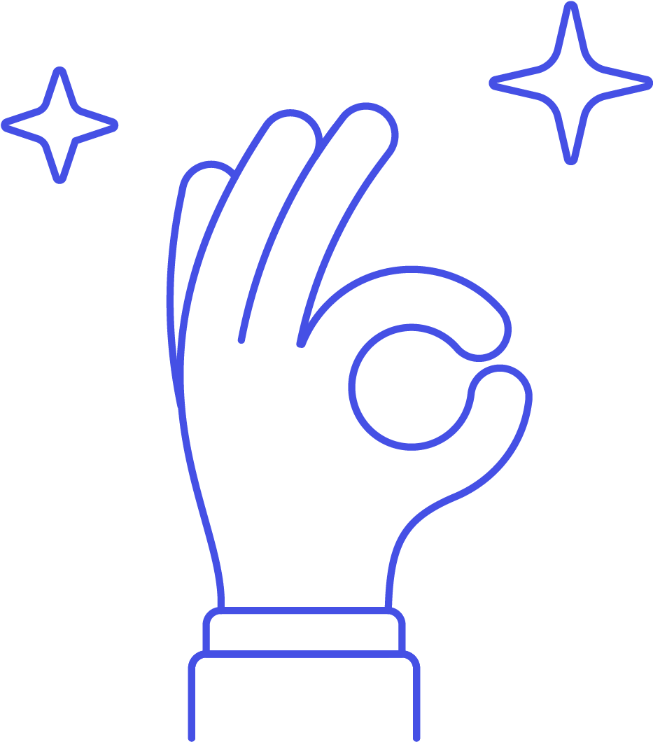04 Hand All Correct Ok - Line Art (1025x1148), Png Download