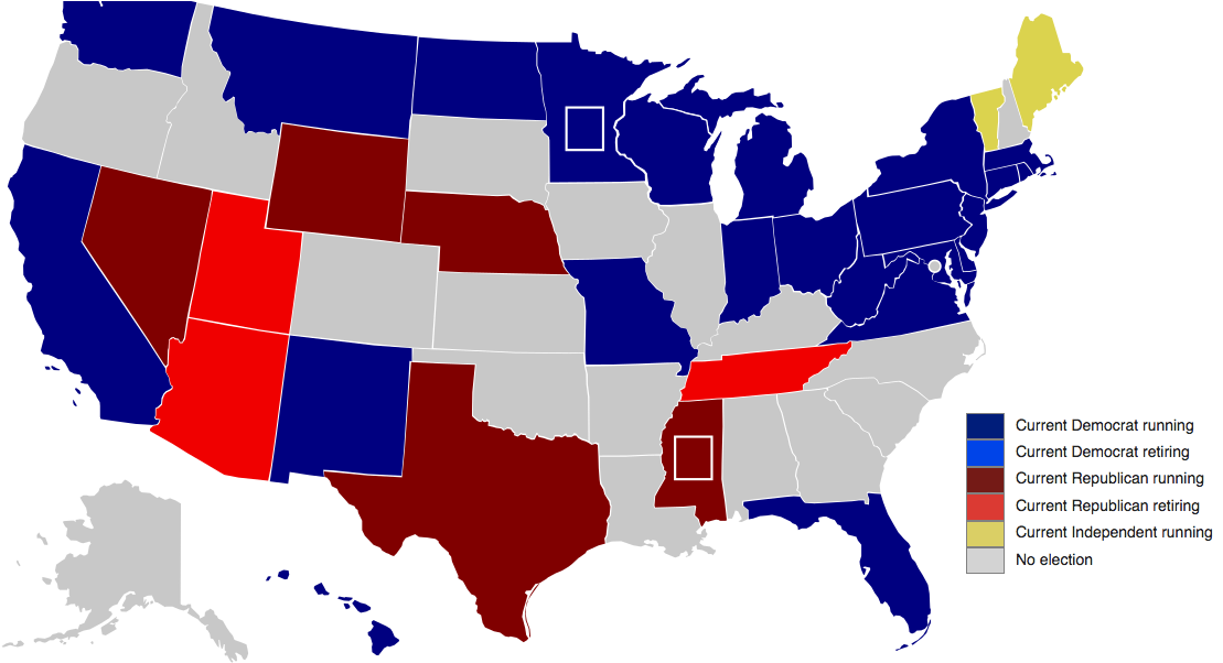 Democrats Take House, Republicans Hold Senate In An - 2018 Midterm Elections By State (1130x622), Png Download