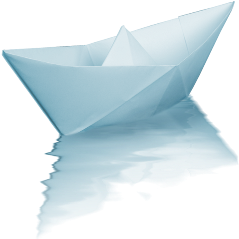 Water Paper Boat Swim Ftestickers - Paper Boat In Water Png (1024x1009), Png Download