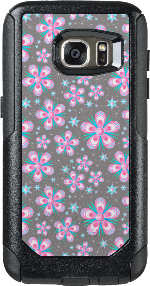 Whimsical Pink Flowers Otterbox Samsung Galaxy S7 Phone - Mobile Phone Case (1106x1106), Png Download