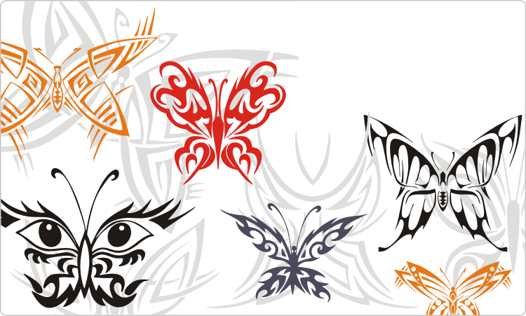 Symmetrical Butterfly Tattoos - Butterfly (750x451), Png Download