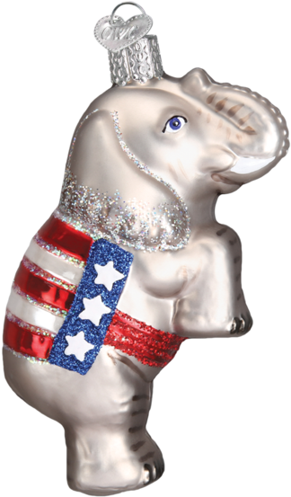 Republican Elephant Glass Christmas Ornament - Christmas Ornament (600x600), Png Download