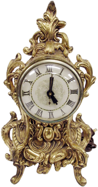 Vintage Baroque Style Footed Brass-tone Electric Mantel - Brass (500x633), Png Download