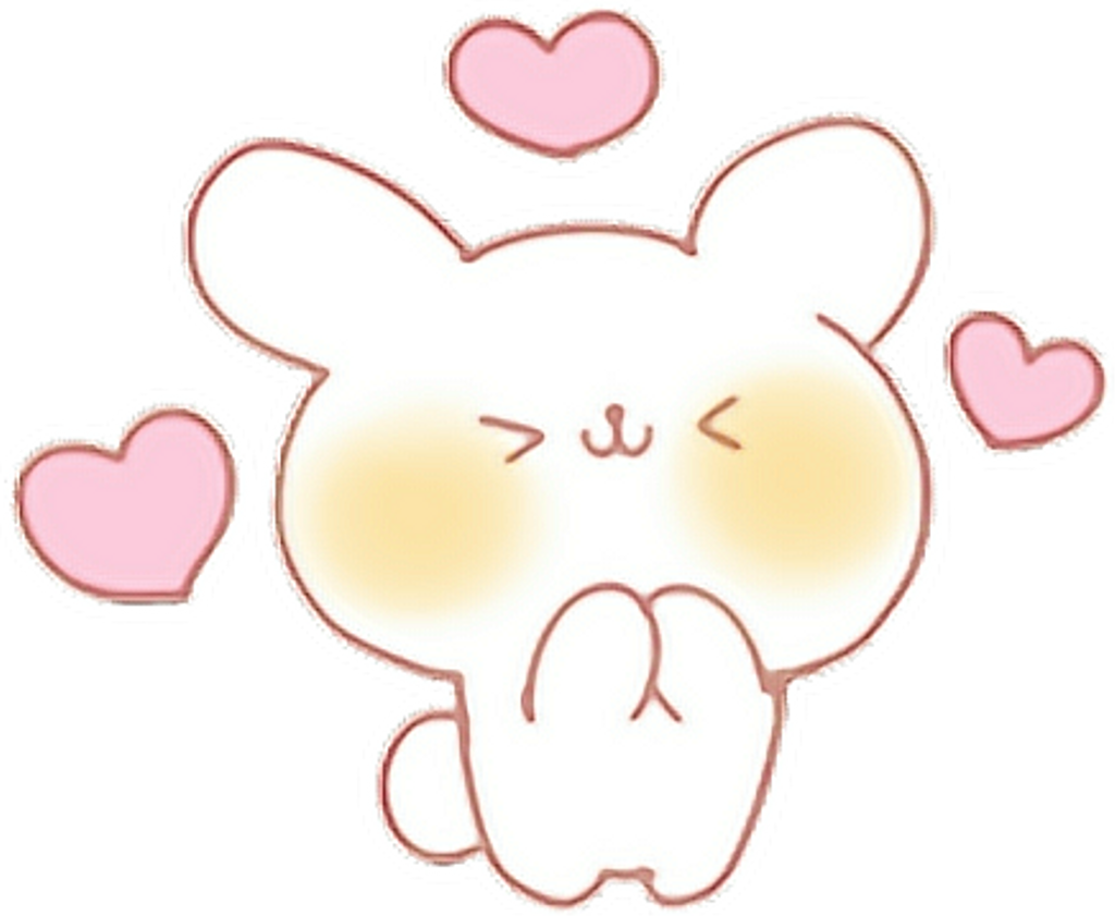 #kawaii #emoji #cute #bunny #rabbit #hearts #adorable - Kawaii Cute Heart Transparent (1024x841), Png Download