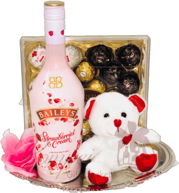 I Love You Beary Much Liqueur Gift Basket Baileys Gift - Glass Bottle (768x1024), Png Download