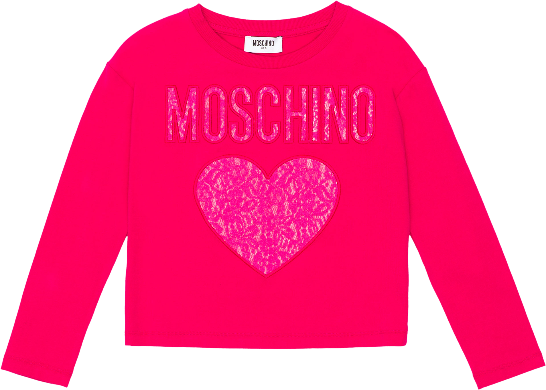 Cotton T-shirt With Logo Embroidery And Lace Heart - Sweater (2500x3188), Png Download