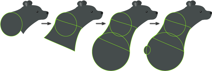 How To Create The Body And Tail Of The Bear (850x377), Png Download