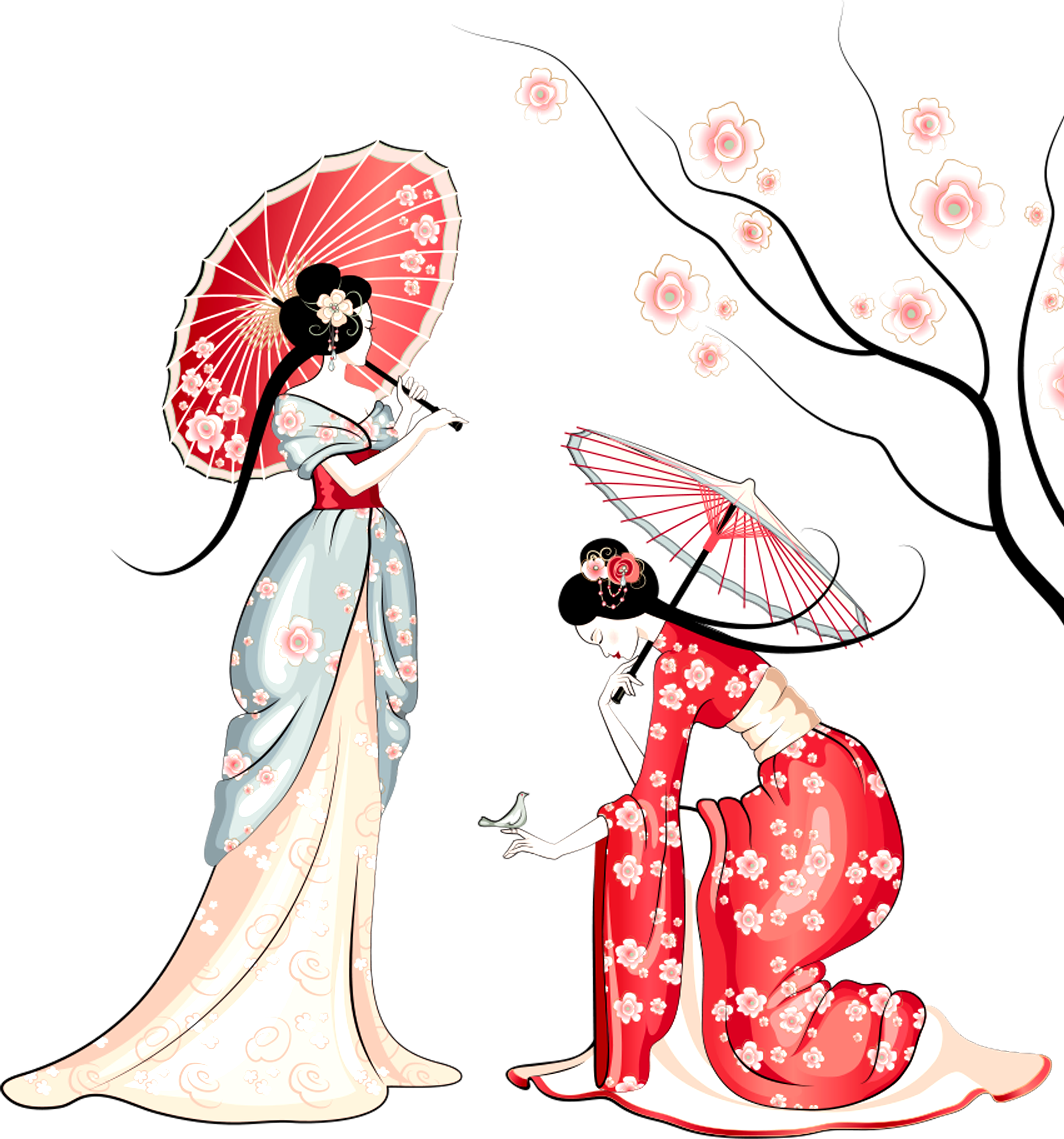 Cherry Blossom Cartoon - Cartoon Cherry Blossoms Trees (4287x3543), Png Download