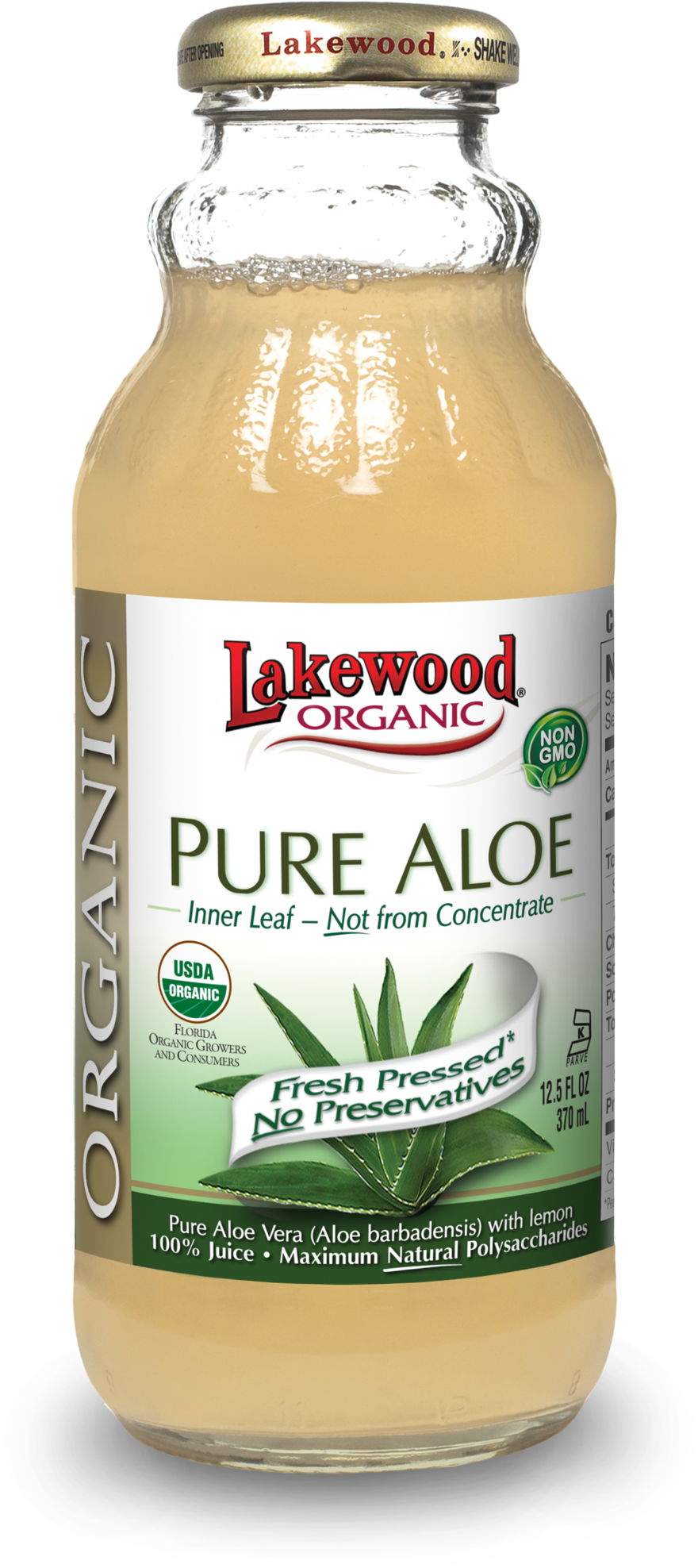 Lakewood Organic Pure Aloe - Organic Lemon Juice (941x2048), Png Download