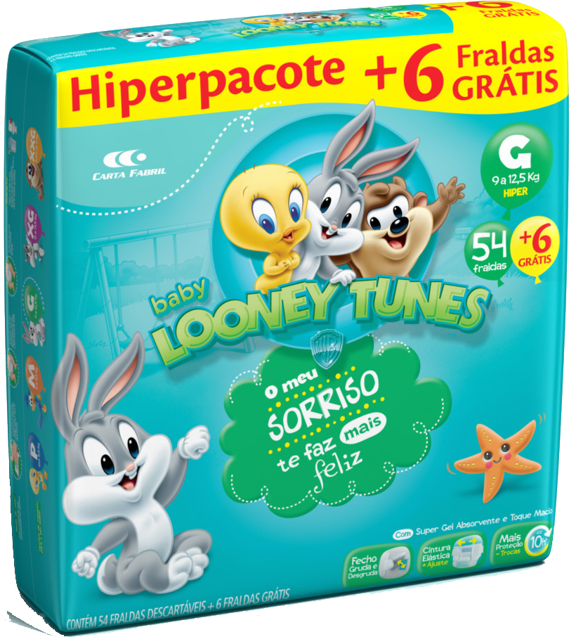 Fralda Looney Tunes Hiper G C/60 - Baby Looney Tunes (810x906), Png Download