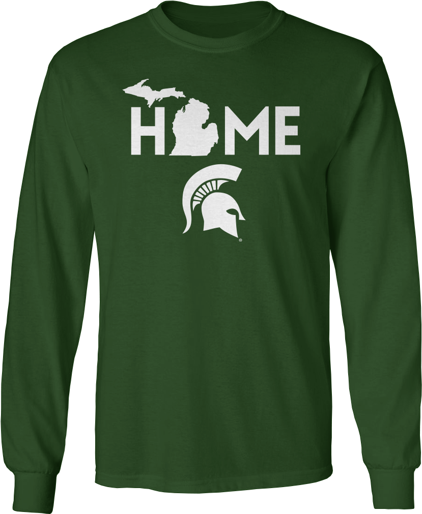 Michigan State Spartans - Long-sleeved T-shirt (900x1089), Png Download