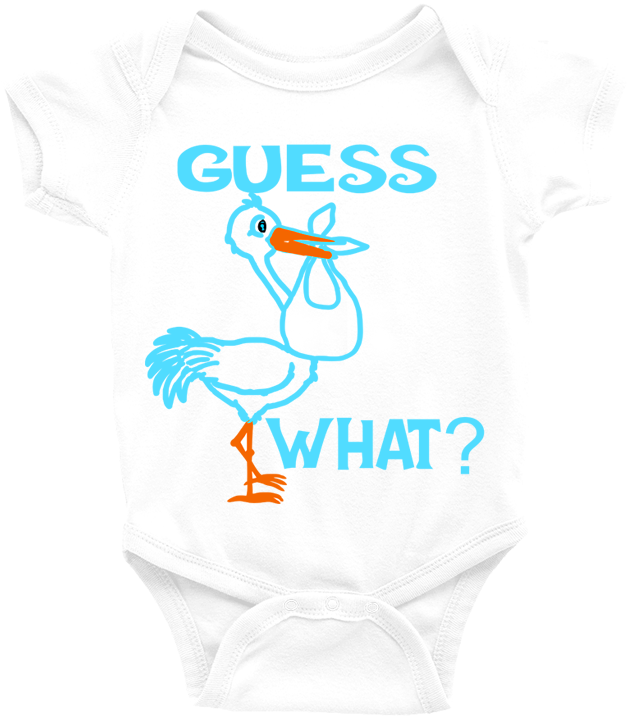 Stork Announcement Onesie - White Stork (750x750), Png Download
