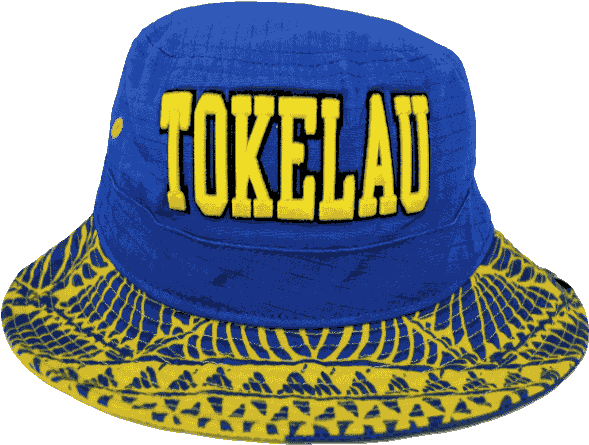 Tokelau Blue Bucket Hat With Yellow Embroidery Pattern - Baseball Cap (850x569), Png Download