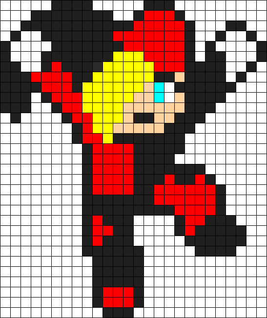 Harley Quinn Perler Bead Pattern / Bead Sprite - Mega Man Jumping (547x652), Png Download