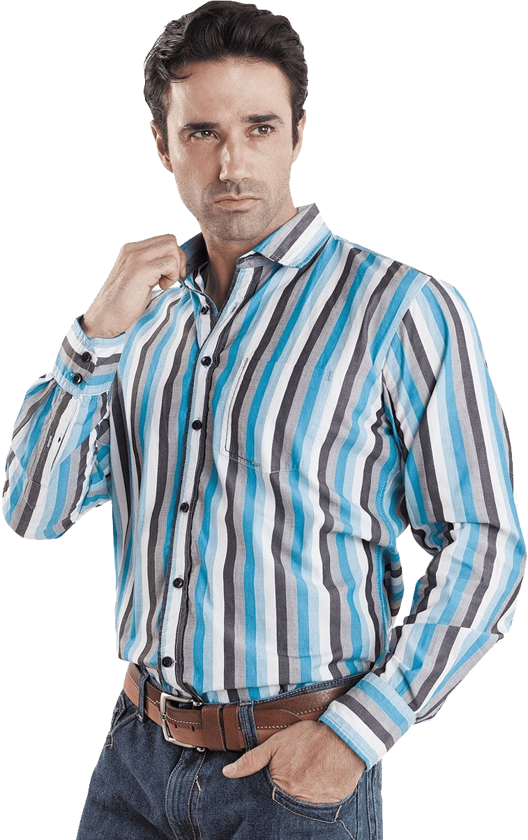 Strip Full Shirt - Мужские Рубашки Полоска (757x1204), Png Download